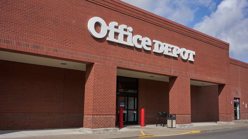 Tigard, Oregon, USA - Sep 16, 2019: Office Depot Store exterior.