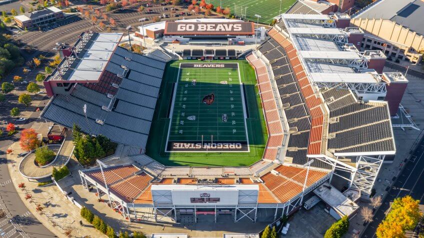 October 13, 2018 - Corvallis, Oregon, USA: Reser Stadium is an outdoor athletic stadium in the northwest United States, on the campus of Oregon State University in Corvallis, Oregon.