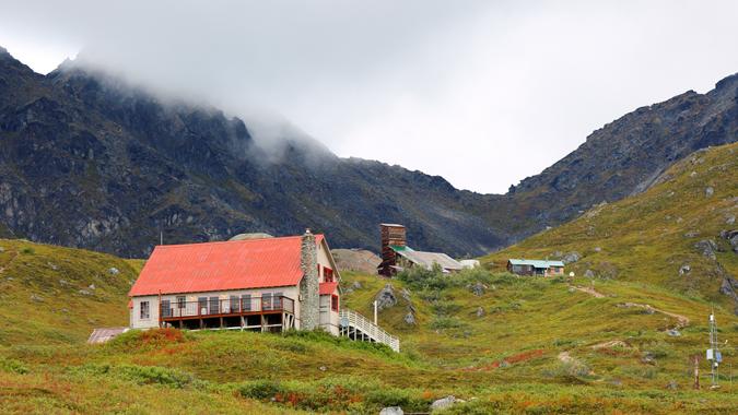 View of Independence Mine State Historical Park at Palmer, Alaska.