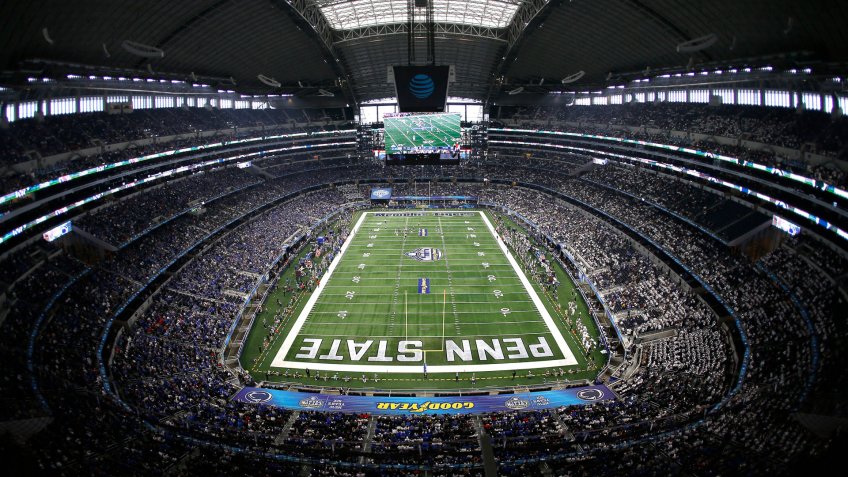 Mandatory Credit: Photo by Ron Jenkins/AP/Shutterstock (10514115cu)Penn State plays Memphis in the second half of the NCAA Cotton Bowl college football game, in Arlington, Texas.
