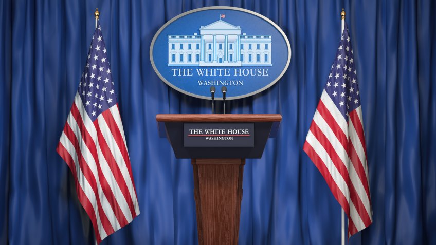 Briefing of president of US United States in White House.
