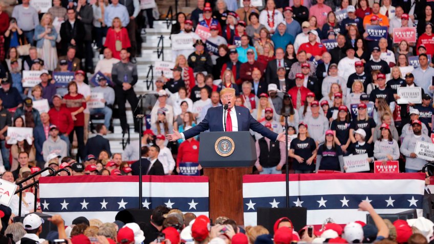 President Donald Trump speaks at a campaign rally