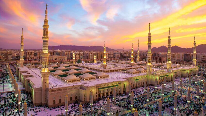 Sunset at Al-Masjid An-Nabawi.