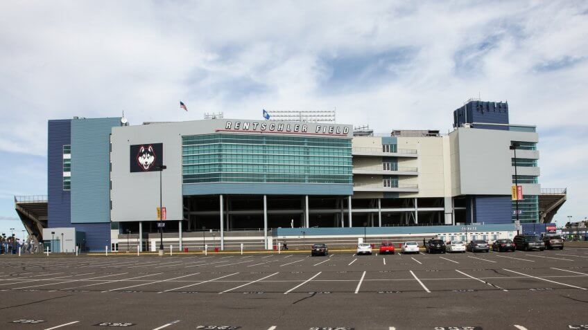 Hartford, CT, USA - October 10, 2014: Rentschler Field stadium between US Men`s National Team vs Ecuador.