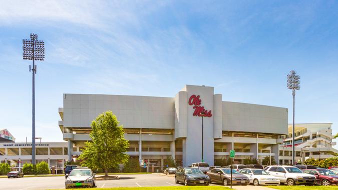 Oxford, MS, USA - June 14, 2013: Vaught-Hemmingway Stadium (at Hollingsworth Field) at Ole Miss in Oxford, Mississippi.