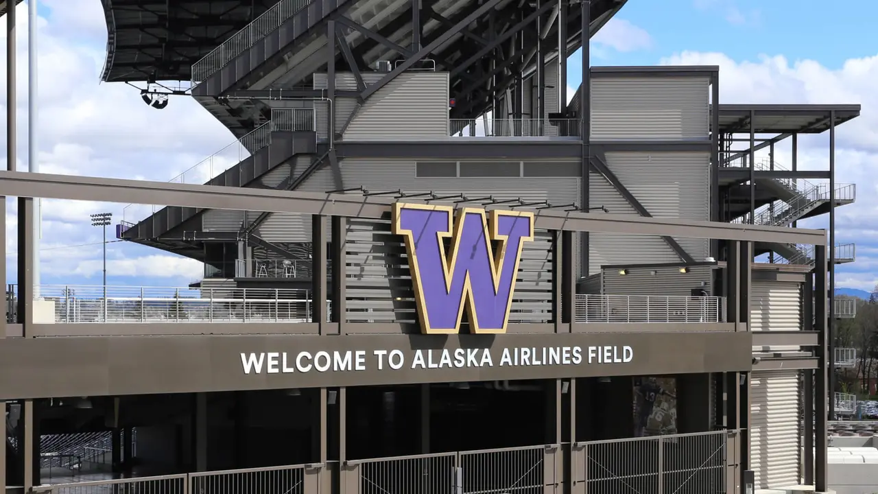 Seattle, WA, USA - April 13, 2017: The Alaska Airlines Field at Husky Stadium in Seattle.