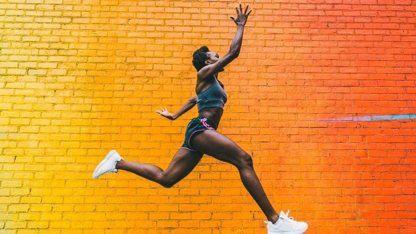 fitness woman running in New York City