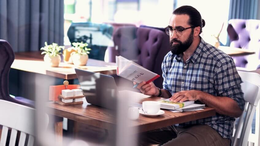 guy learning and studying new language
