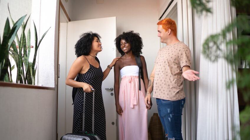 Host welcome Guests at bed and breakfast accommodation.