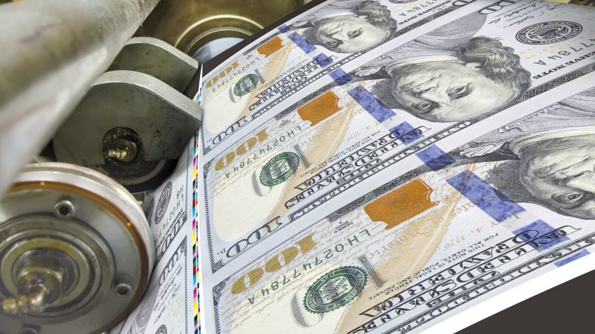 printing US one hundred dollar bills