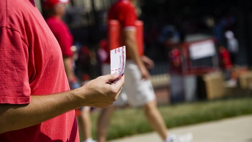 ticket scalper before sporting event.