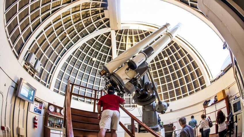 LOS ANGELES - JUNE 24: Zeiss telescope at the Griffith observatory on June 24,2012 in Los Angeles, USA.