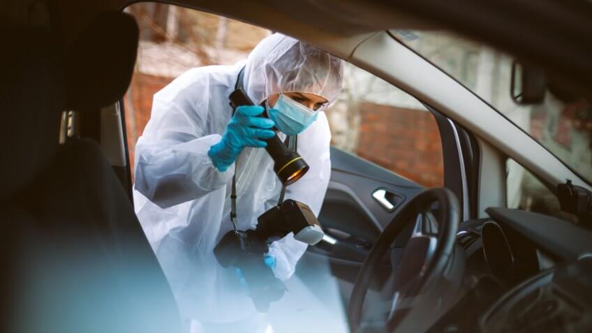 Photographer, Coroner, Crime Scene, Forensic Science, Protective Glove, Evidence.