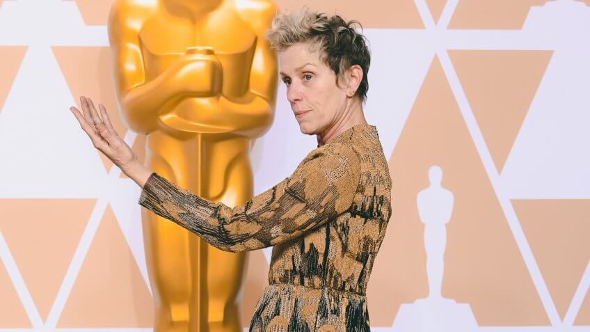 Frances McDormand - Lead Actress - 'Three Billboards Outside Ebbing, Missouri'90th Annual Academy Awards, Press Room, Los Angeles, USA - 04 Mar 2018WEARING VALENTINO.