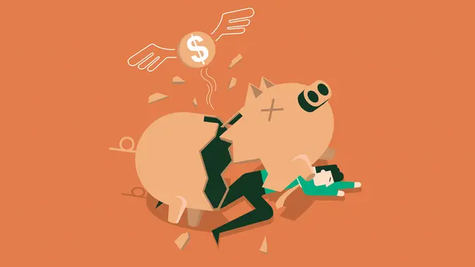 Broken piggy bank.