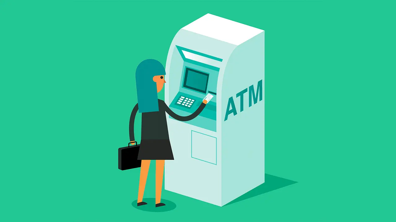 ATM machine and Credit Card.