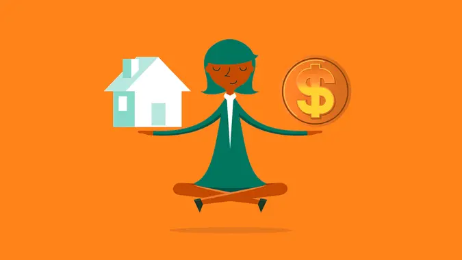 Money and mortgage house.