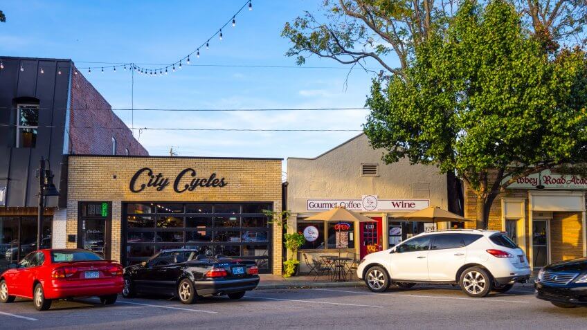 Street view in Jenks - a small village in Oklahoma - JENKS - OKLAHOMA - OCTOBER 24, 2017 photography.