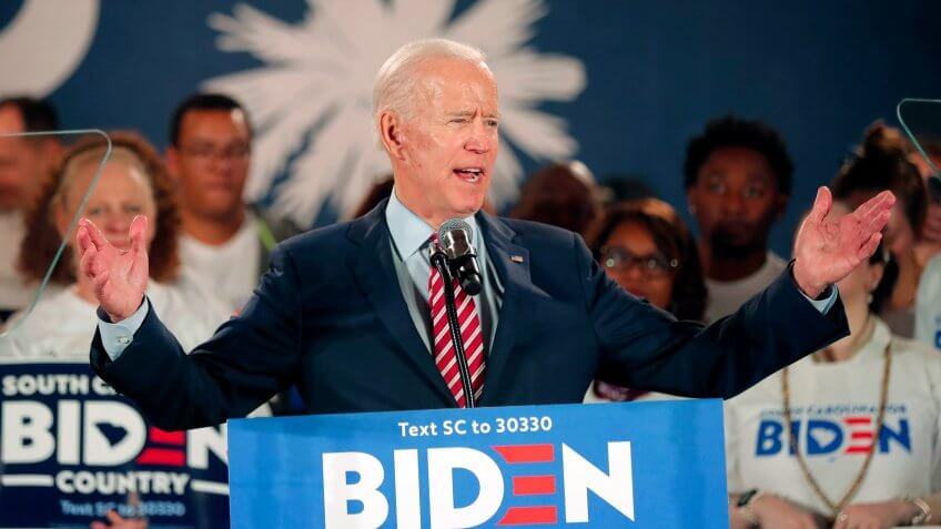 Democratic presidential candidate former Vice President Joe Biden speaks at a campaign event in Columbia, S.
