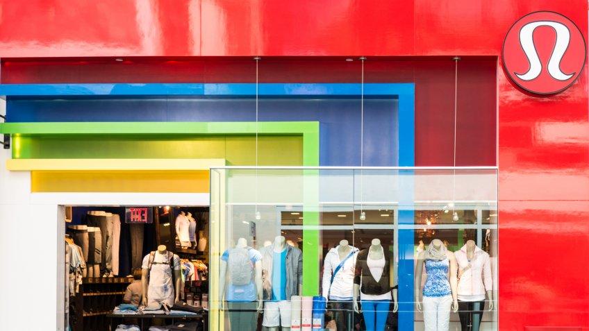 "Toronto, Canada - May 17, 2012: Lululemon Athletica, a yoga-inspired athletic apparel company, shop storefront in the city of toronto, canada".