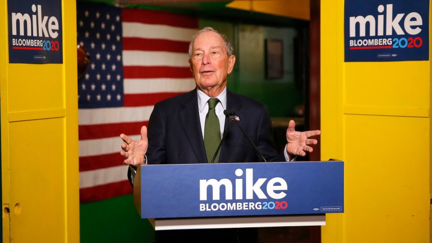 Michael Bloomberg speaks to the media, in Phoenix.