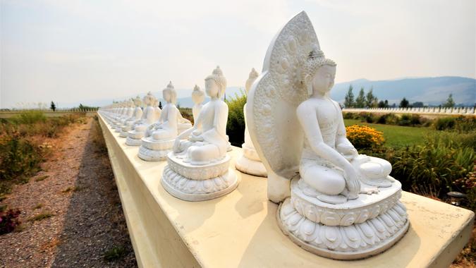 Ewam Garden of 1,000 Buddhas North of Missoula, Montana.