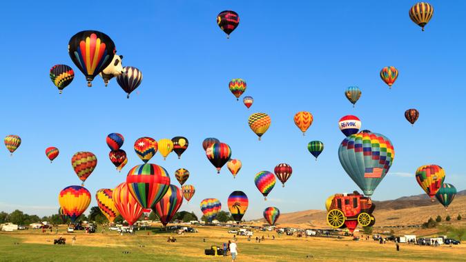 Reno, Usa - September 9, 2011: Rancho San Rafael regional park during Great Reno Balloon Race.