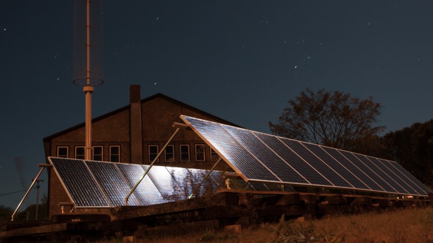 solar panels at night