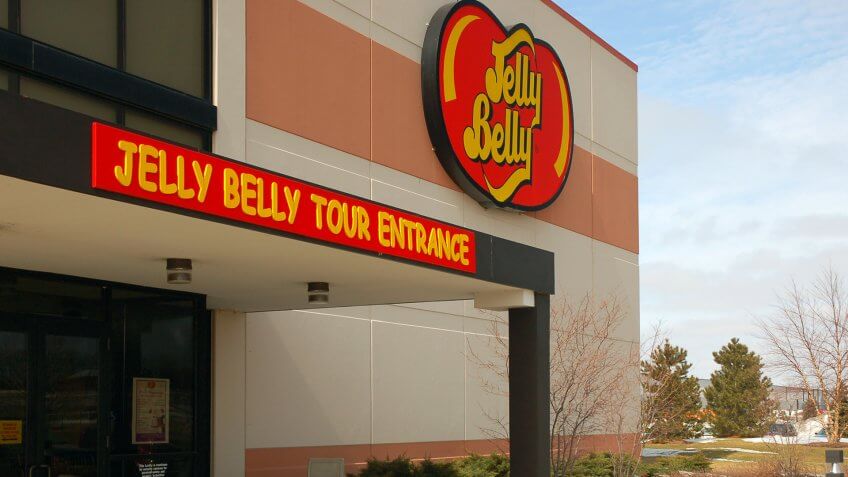 Pleasant Prairie, WI, USA March 11, 2008 The entrance to the Jelly Belly factory , where the public is invited to tour, in Pleasant Prairie, Wisconsin.
