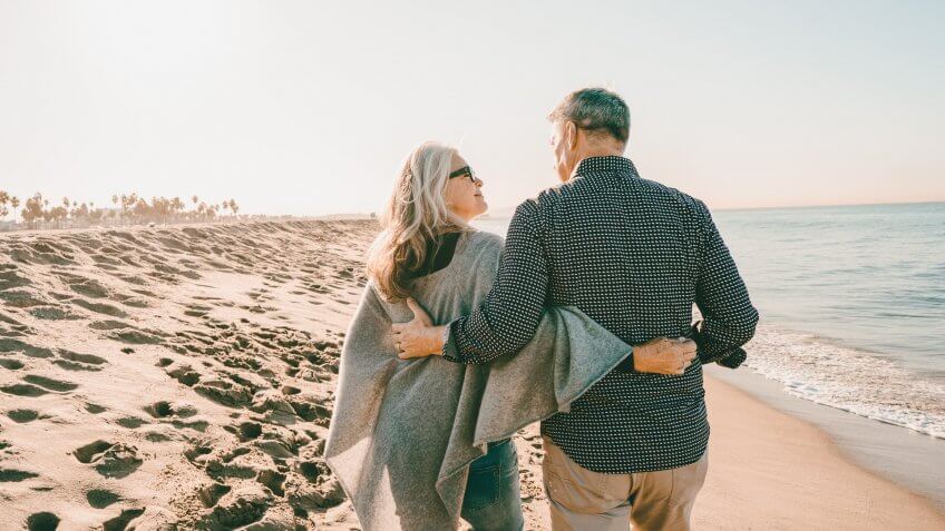 Senior couple on vacation.