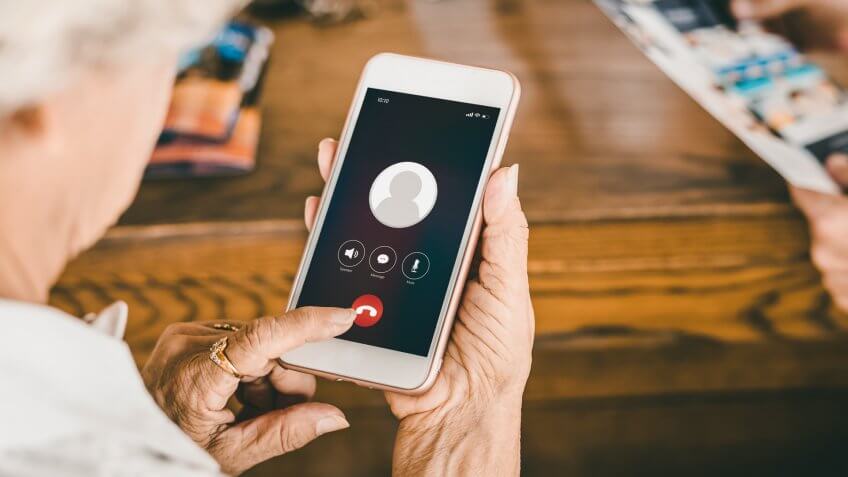 senior woman phone call
