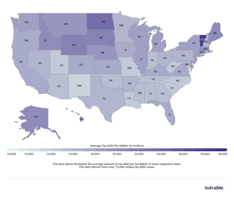 IRS Tax Debt By State Map