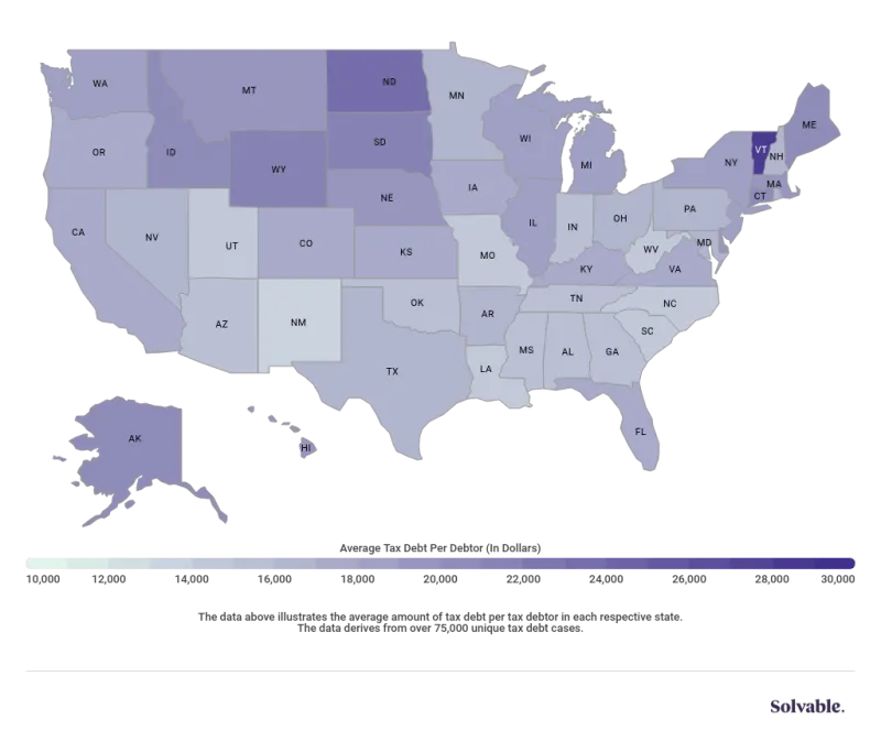 IRS Tax Debt By State Map