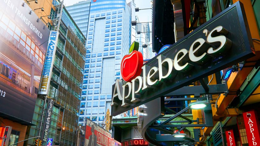 NEW YORK CITY, MANHATTAN, OCT,25, 2013: View on Applebee's restaurant on Times Square street.