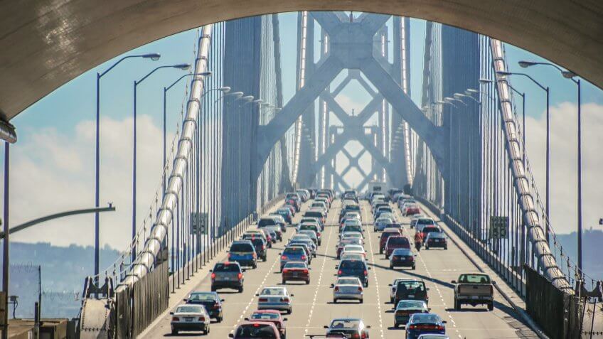 Bay bridge of San Francisco, USA.