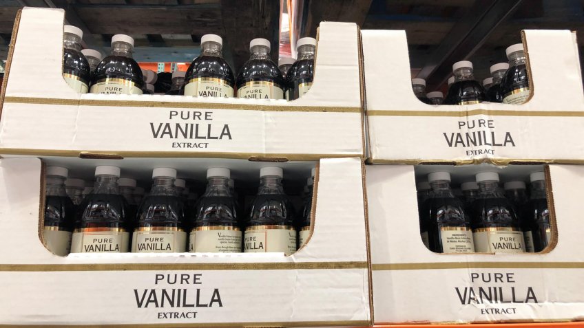 JUNE 13 2018 - MAPLE GROVE, MN: Pure Vanilla Extract for sale for an extremely high price inside of a Costco Warehouse retail store.