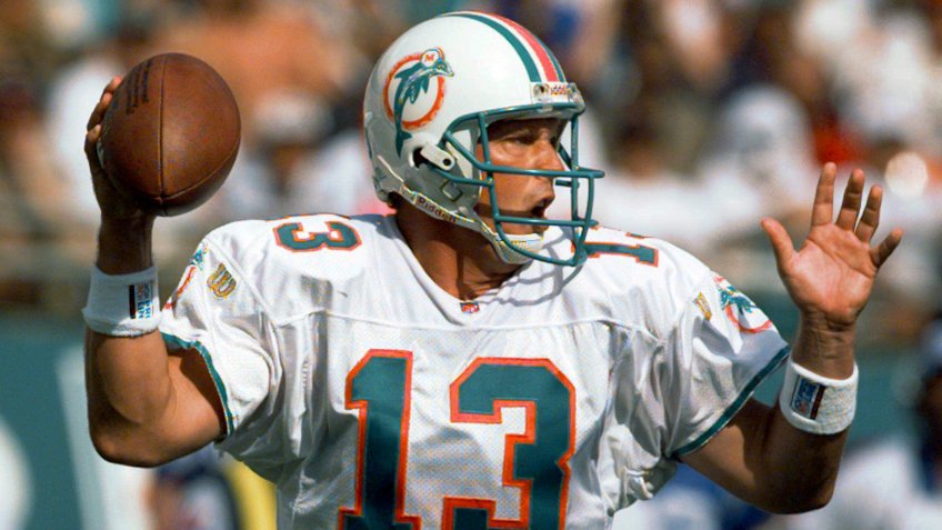 Mandatory Credit: Photo by Hans Deryk/AP/Shutterstock (6511420a)MARINO Miami Dolphins quarterback Dan Marino looks for an open receiver during second quarter action in Miami against the Indianapolis Colts .