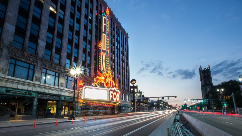 Detroit, Michigan, USA - July 30, 2017: Downtown Detroit's most famous road is Woodward Avenue.