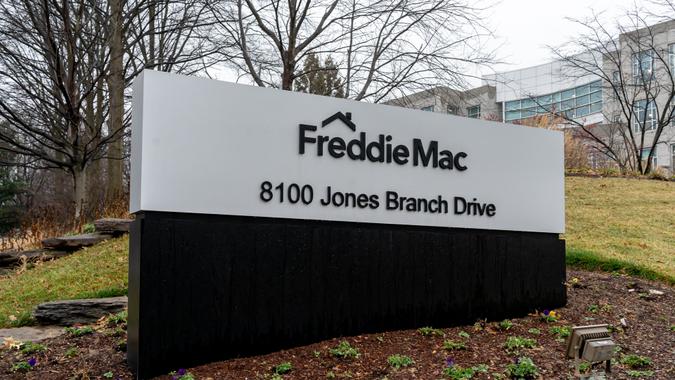 Freddie Mac shutterstock_1636868101 Tysons Corner, Virginia, USA- January 14, 2020: Freddie Mac sign at its headquarters in Tysons Corner, Virginia, USA, Freddie Mac is a public government-sponsored enterprise (GSE).