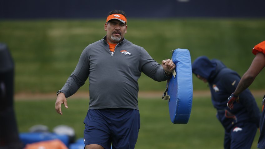 Mandatory Credit: Photo by David Zalubowski/AP/Shutterstock (6013317t)Luther Elliss Denver Broncos chaplain Luther Elliss during the team's NFL rookie camp football practice, in the team's headquarters in Englewood, ColoBroncos Rookie Camp Football, Englewood, USA.