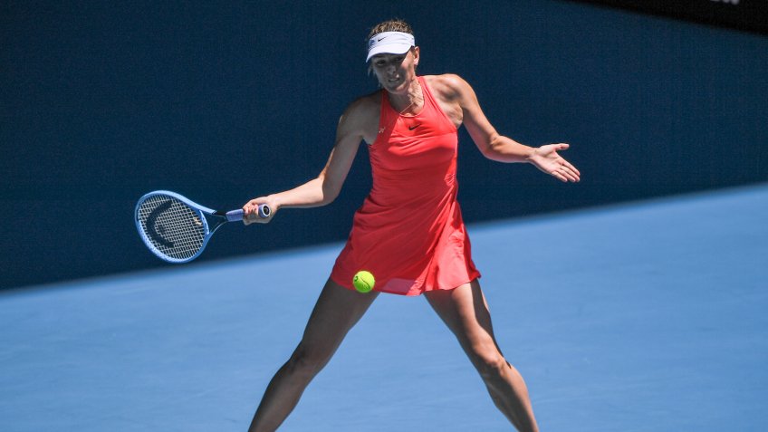 Editorial Use OnlyMandatory Credit: Photo by James Gourley/BPI/Shutterstock (10530725bi)Maria Sharapova in action during her Women's Singles First Round matchAustralian Open Tennis, Day Two, Melbourne Park, Australia - 21 Jan 2020.