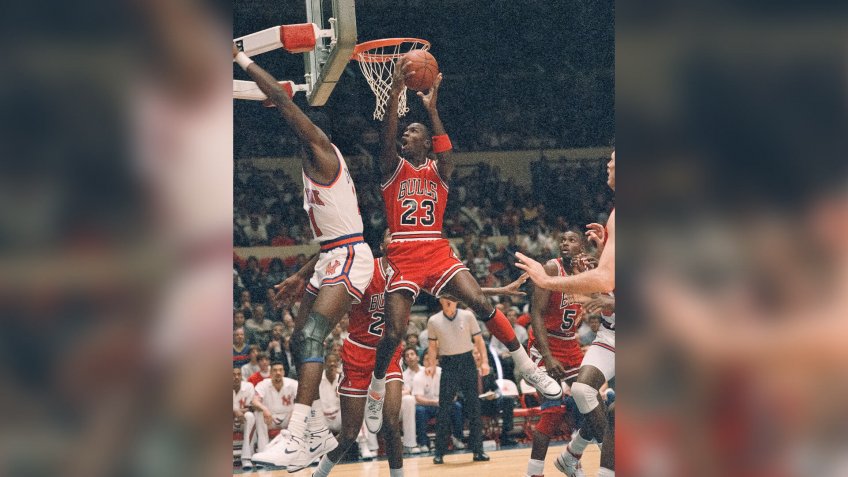 Michael Jordan Chicago Bulls Michael Jordan, 23, earn two of his 31 points against the New York Knicks, at New York's Madison Square Garden in New York at night on .