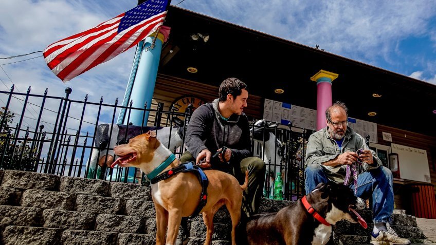 Perryville residents and their dogs visit Box Car Ice Cream for a treat on a beautiful Spring afternoon.
