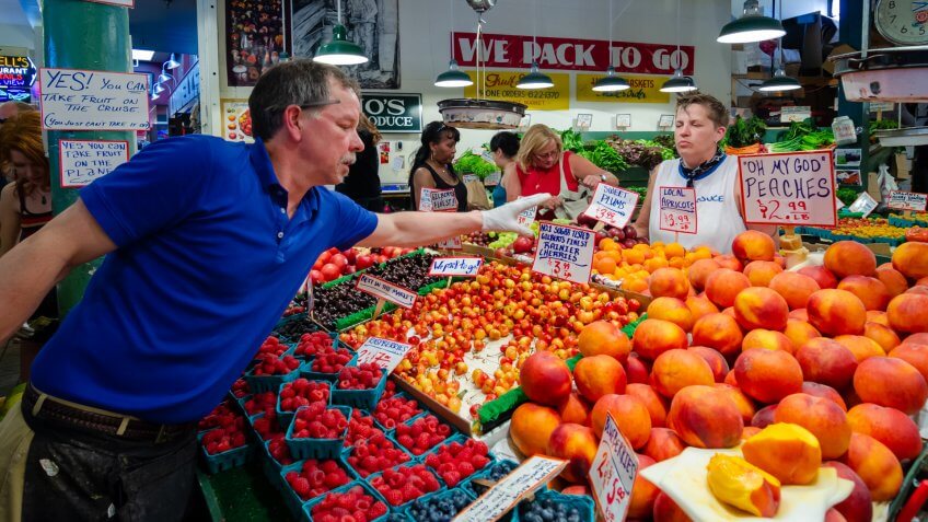 SEATTLE, USA, - JULY, 12, 2012: Inside Pike Place Market in Seattle, USA.