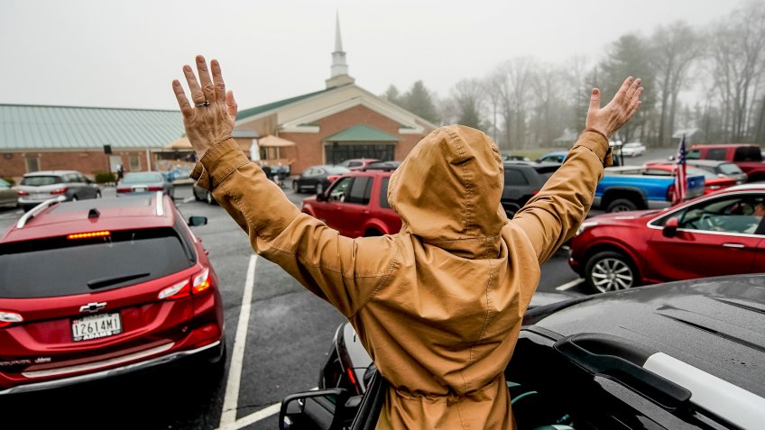 Pleasant View Baptist Church in Port Deposit, Maryland held drive-in church services as a way to help parishioners cope with the coronavirus pandemic.