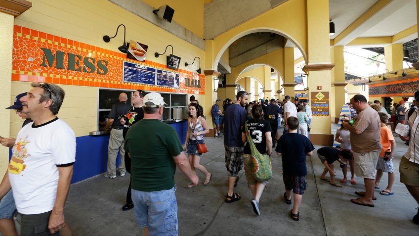 Fans are seen at Joker Marchant Stadium before an exhibition spring training baseball game between the Detroit Tigers and the Toronto Blue Jays, in Lakeland, FlaBlue Jays Tigers Spring Baseball, Lakeland, USA.
