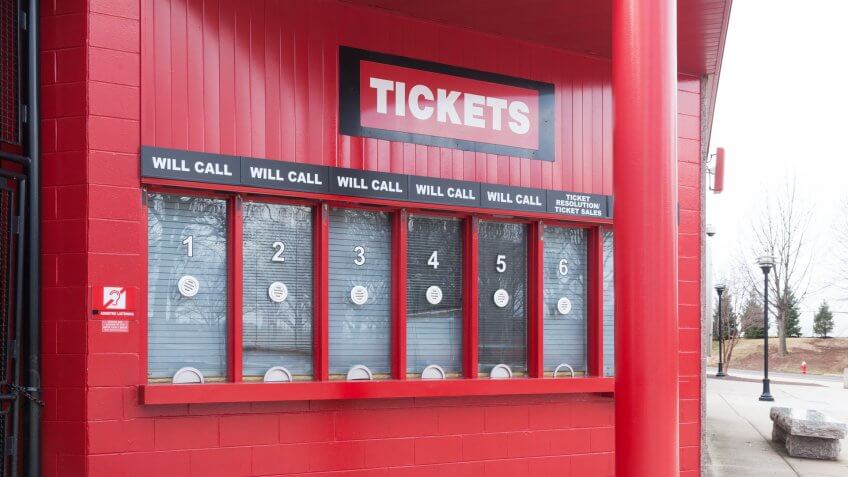 PISCATAWAY, NEW JERSEY - January 4, 2017: The ticket booths outside High Point Solutions Stadium are shown.