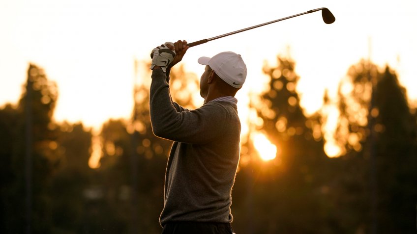 Mandatory Credit: Photo by Ryan Kang/AP/Shutterstock (10557107f)Tiger Woods warms up on the practice range during the second round of the Genesis Invitational golf tournament at Riviera Country Club, in the Pacific Palisades area of Los AngelesGenesis Invitational Golf, Los Angeles, USA - 14 Feb 2020.