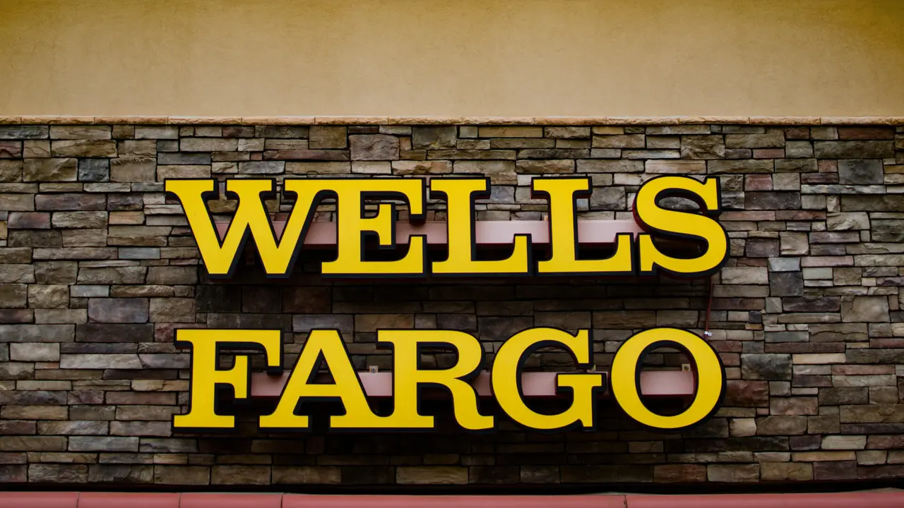 Zephyrhills Florida, USA - January 19, 2020: Wells Fargo Bank Branch Office, Facade and Signage.