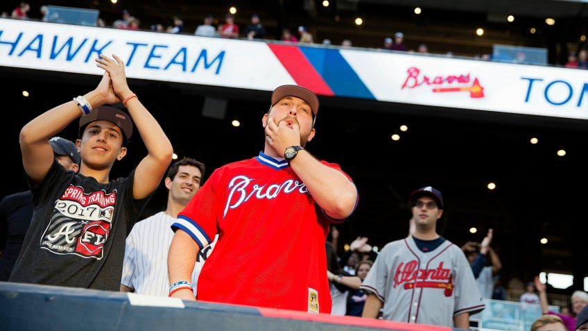 Rami Fabian, Ari Fabian Atlanta Braves fans Rami Fabian, left, and his brother Ari Fabian cheer before the Braves open SunTrust Park, the team's new ballpark, for an exhibition spring training baseball game against the New York Yankees in AtlantaBraves New Stadium Baseball, Atlanta, USA - 31 Mar 2017.